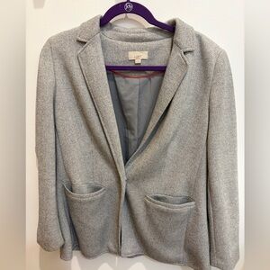 LOFT Petite Women's Herringbone Blazer in Light Gray